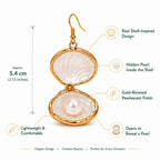 Pearl Reveal Seashell Earrings – Gold-Rimmed Openable Shell Drops with Hidden Pearl for Women & Girls