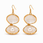 Pearl Reveal Seashell Earrings – Gold-Rimmed Openable Shell Drops with Hidden Pearl for Women & Girls